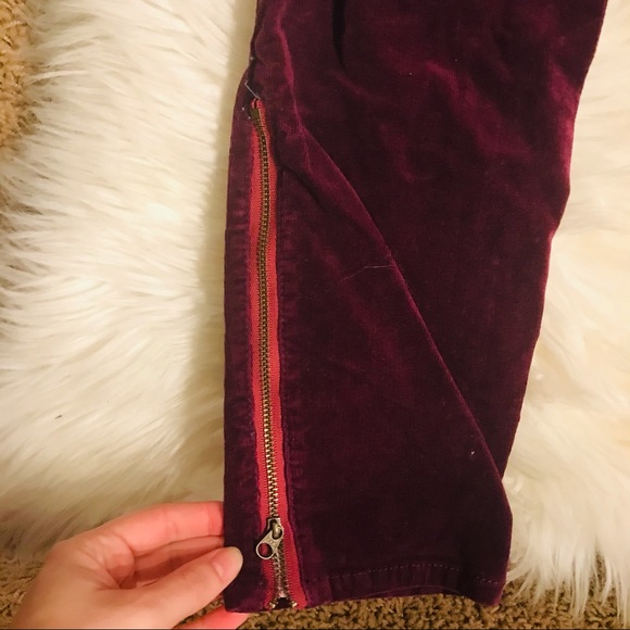 Anthropologie Picro & the Letterpress Corduroy Zippered Wine Red Skinny Jeans - Picture 10 of 13